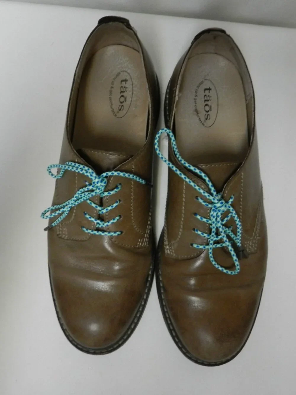 Taos Work It Leather Oxford shoes brown lace up Comfort Men Size Sz 10